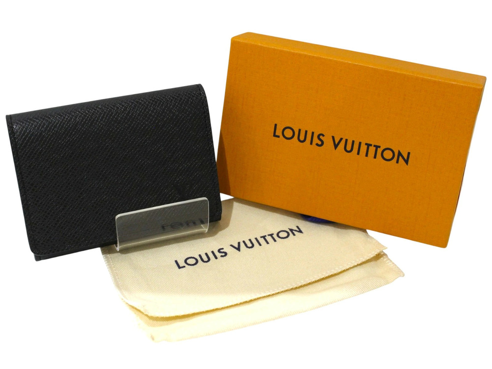 LOUIS VUITTON Envelope Wallet Carte de Visite NM Noir Black Taiga Leather